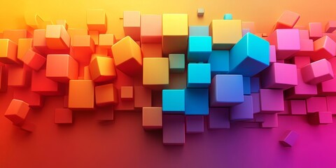 Obraz premium Colorful 3D Shape Background, Generative AI