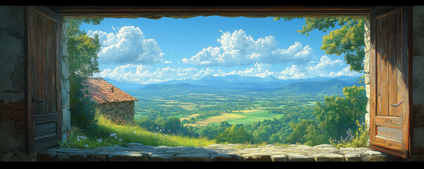 窓から見る美しい風景