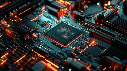 Obraz premium A server CPU chip installed into a high-performance server motherboard.