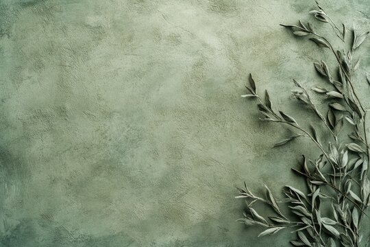 A textured sage green background with a natural feel, ideal for a soothing design, featuring generous areas for copy or other design elements.