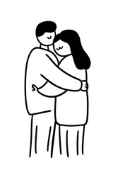 Obraz premium A simple line drawing of a couple embracing, representing love, connection, and intimacy in a minimalist style.