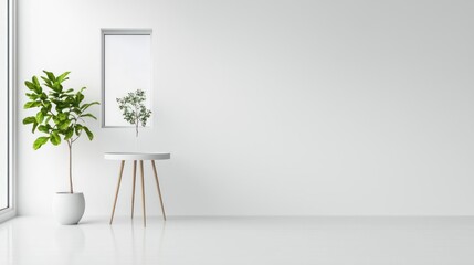 Minimalist White Interior With Potted Plants