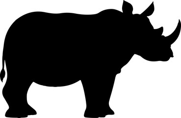 Rhinoceros Black Vector Silhouette on White Background