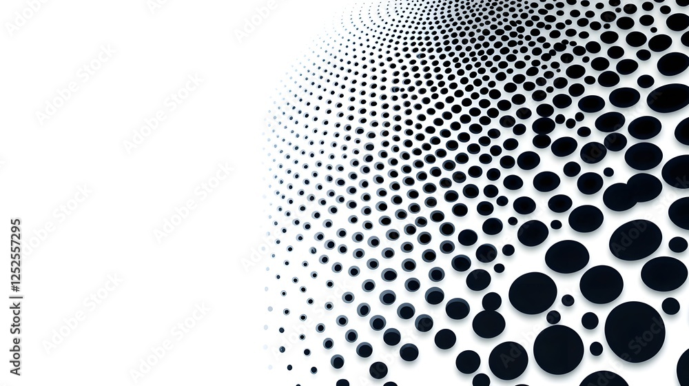 Poster monochrome geometric halftone pattern with gradient dot transition