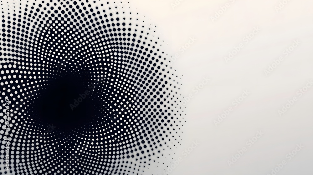 Poster radial halftone gradient pattern on minimalist white background