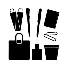 office accessories Silhouettes vector