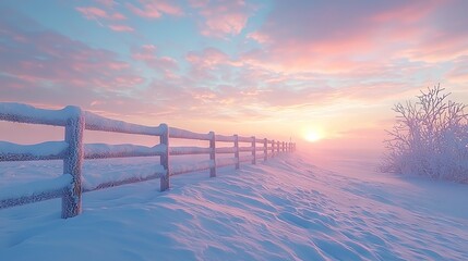 Serene Winter Landscape at Sunrise