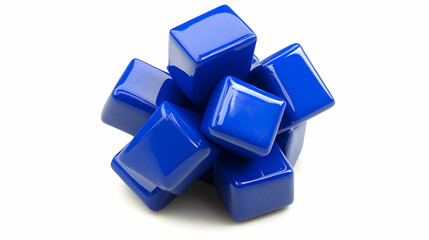 Blue cubes cluster, abstract design, white background, 3D rendering, website banner