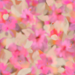 Abstract floral blur Spring botanical seamless pattern Pastel delicate transparent layered flowers, buds, petals