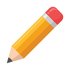 Yellow pencil with red eraser suitable for school supplies, education, back to school, creativity, art projects, stationary themes.