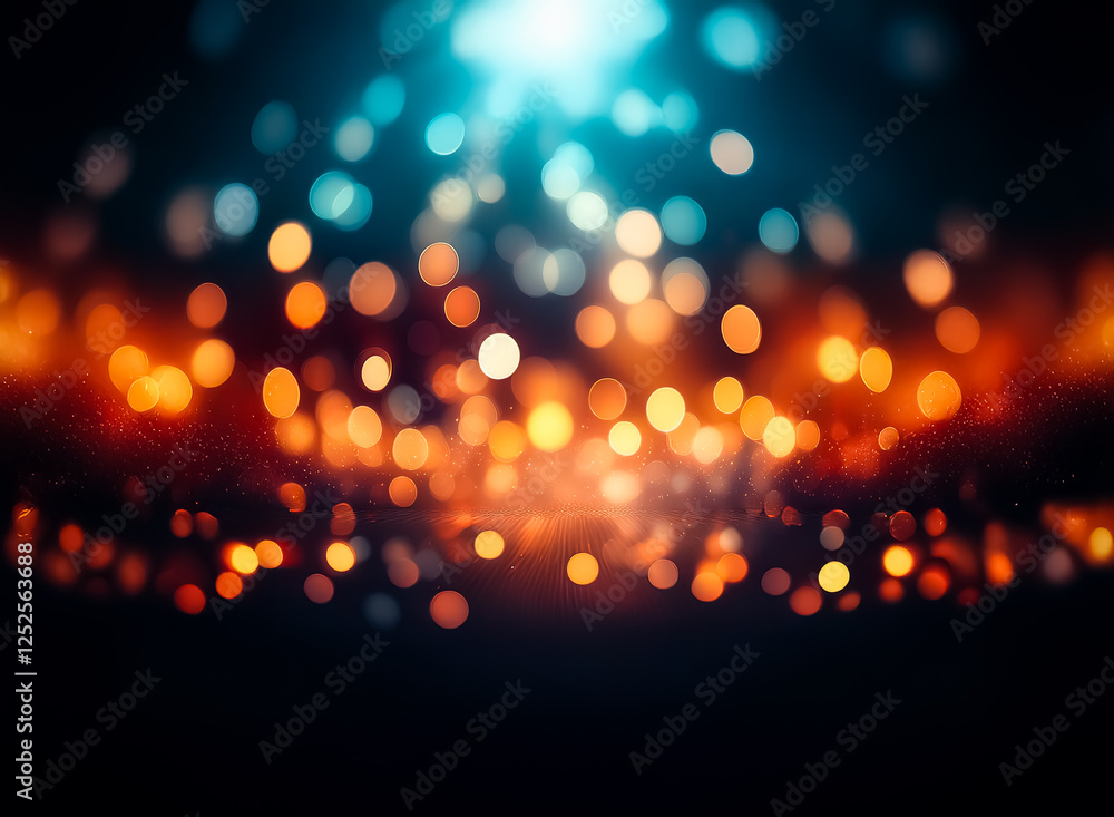 Aufkleber blurred and dreamy bokeh lights create a mesmerizing abstract effect. warm orange and red hues blend