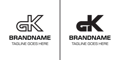 Letters GK Monogram Logo Set, suitable for any brand with KG or KG initials