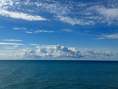 Blue sea and beautiful heaven clouds.
