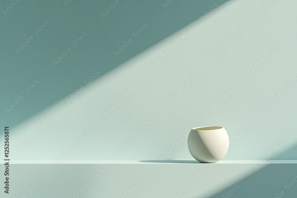 Poster serene minimalist scene showcasing single elegant sculpture on solid color background emphasizing si