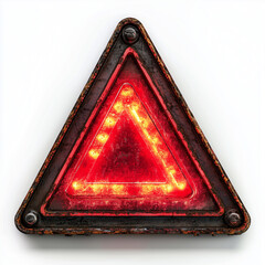 Neon Lighted Metal Caution Road Sign, Reds, Blacks, Orange