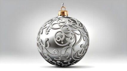 Silver christmas ball decoration isolated on transparent background, PNG format for holiday design projects, festive ornaments, and seasonal celebration graphics