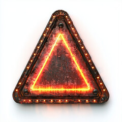 Neon Lighted Orange Metal Warning Road Sign