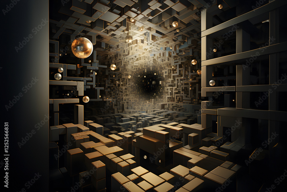 Poster exploring the concept of qubit superposition in a digital landscape