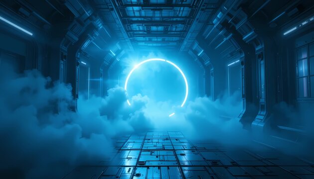 blue tunnel in the dark