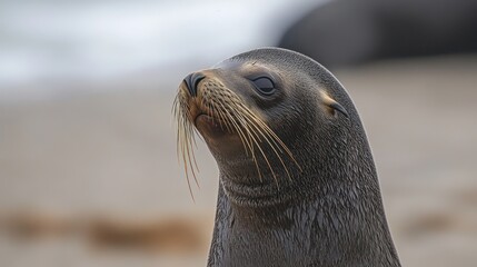 Portrait of a sea lion standing on a white background