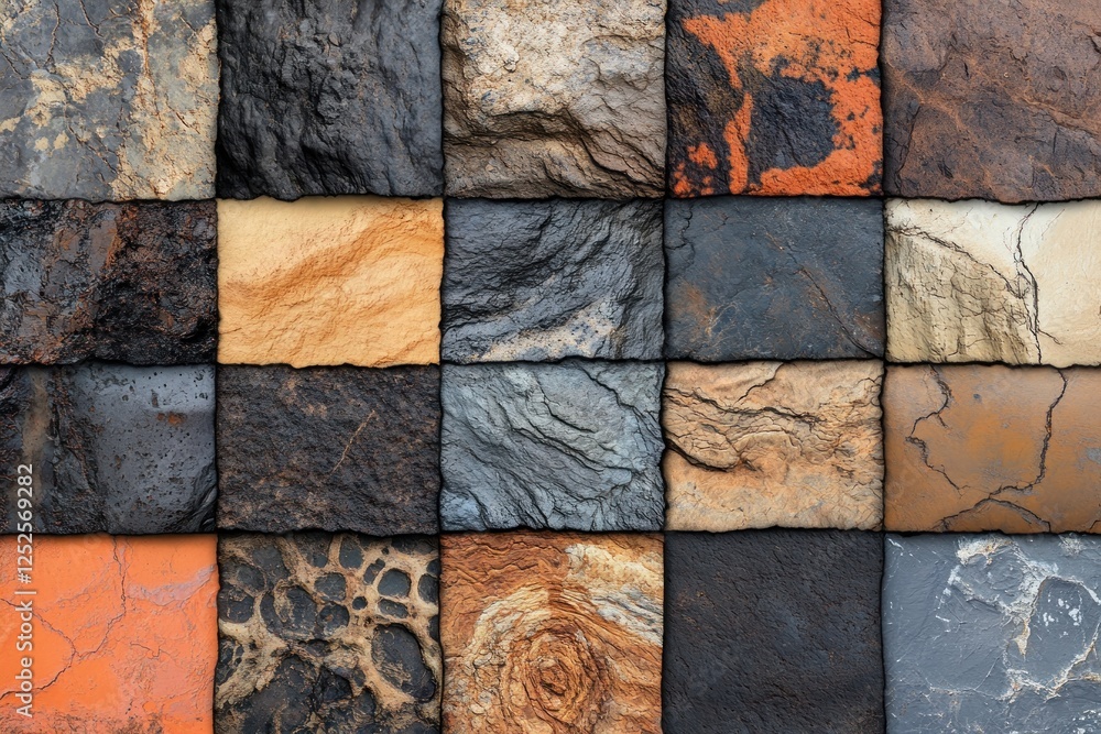 Poster textured stone tiles arranged in a grid pattern