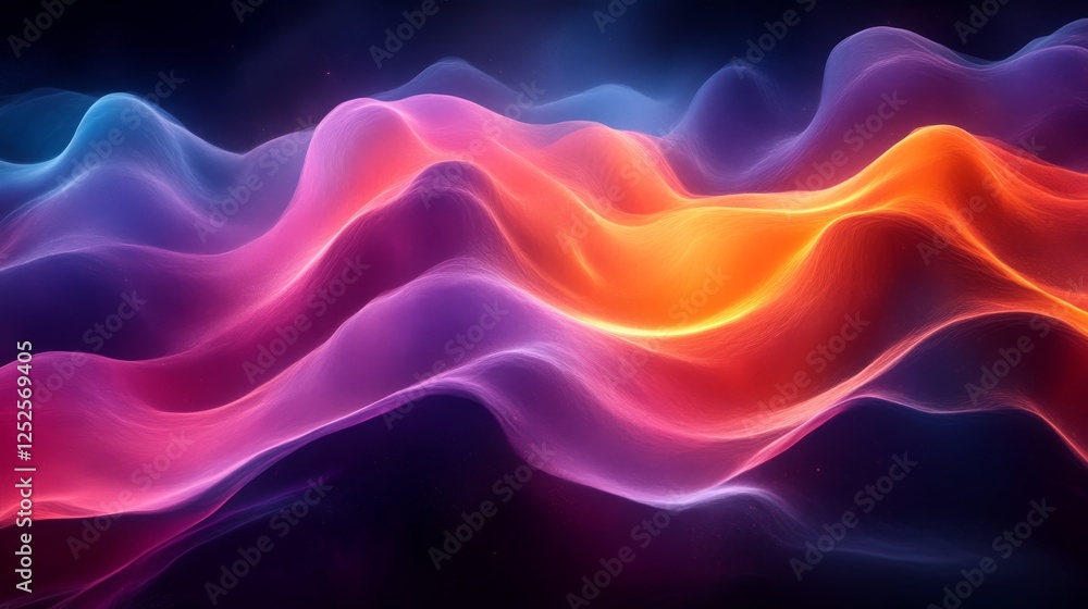 Poster colorful abstract wave patterns with vibrant hues, digital art. modern design and creative concept