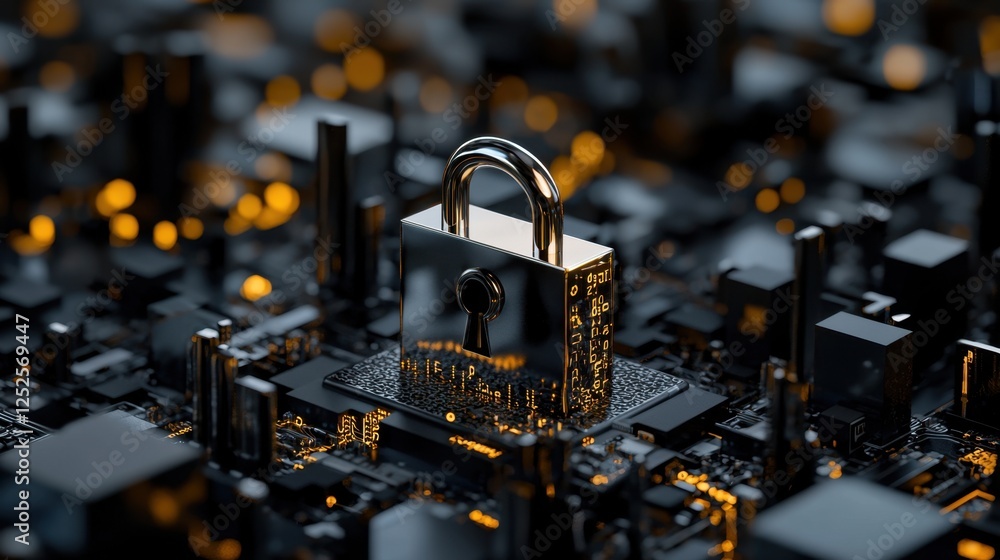 Poster a computer chip with a keyhole in the middle