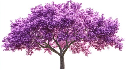 Obraz premium Purple flowering tree, spring bloom, isolated, white background, nature design