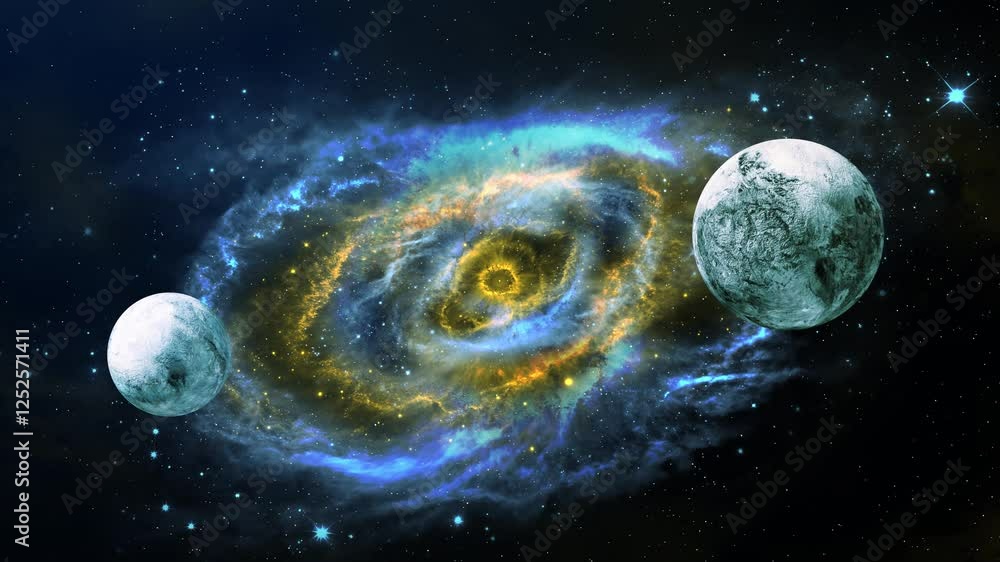 Canvas Prints sci-fi space with planet and fictional god eye nebulae on the deep space, fictional space