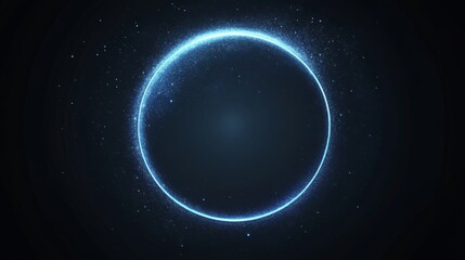 Fototapeta premium Glowing blue circle in space with starry background, cosmic energy concept