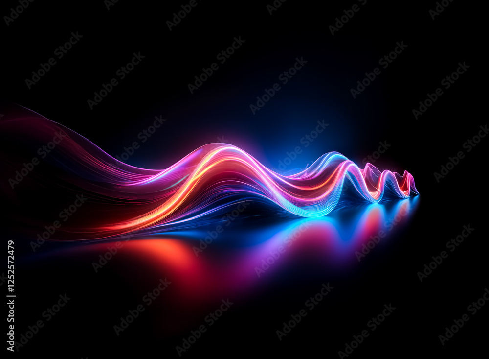 Aufkleber abstract luminous wave of bright light. red and blue colors create a dynamic flow against a dark bac