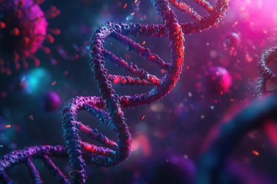 DNA helix, virus particles, genetic research, background, science