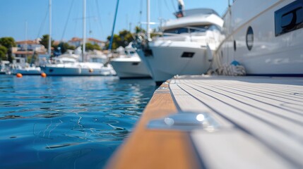 Fototapeta premium Yacht marina dock, sunny day, Mediterranean, relaxation, stock photo