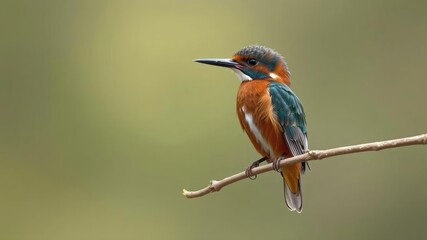 Kingfisher halcyon smyrnensis perched on a twig, branch, Mediterranean region