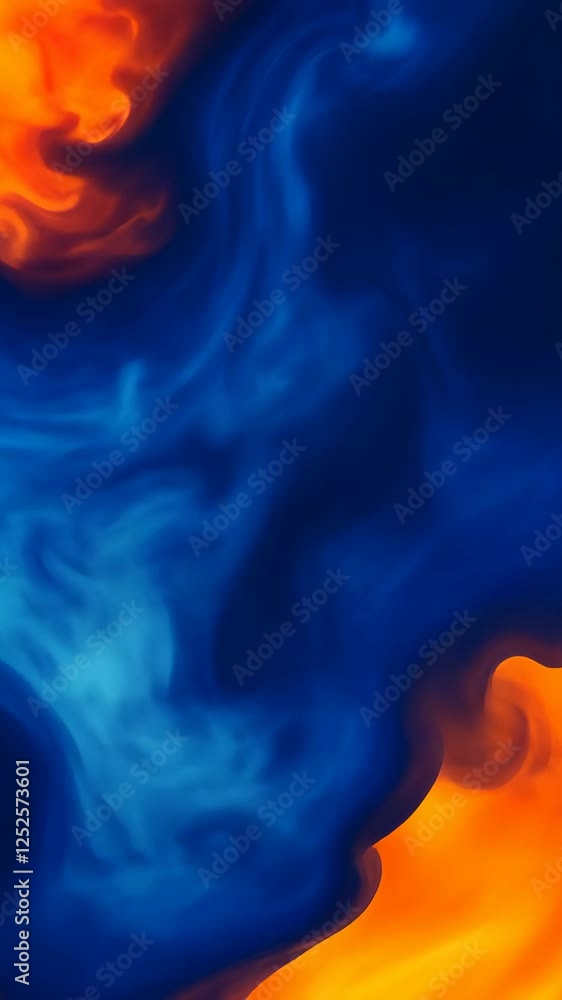 Poster dynamic blend of blue and orange swirling colors creates an abstract visual effect in a mesmerizing 
