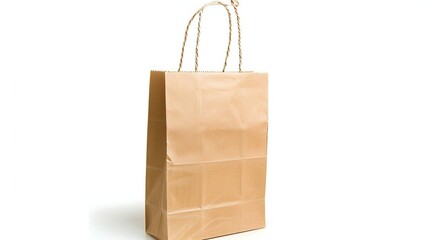 High-resolution brown paper bag with a sense of light and shadow on a white background. Detailed and high-quality PNG format, perfect for various design and packaging concepts.
