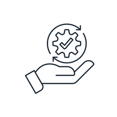 Business maintenance, productivity improvement, business operation management.Vector linear icon illustration isolated on white background.