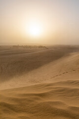 Rolling sand dunes of the top of the Sahara desert