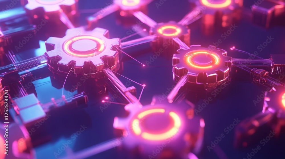 Poster dynamic technological innovation digital workspace conceptual visualization futuristic environment c