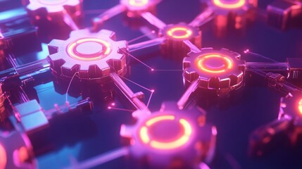 Dynamic technological innovation digital workspace conceptual visualization futuristic environment close-up view network interaction for enhanced efficiency