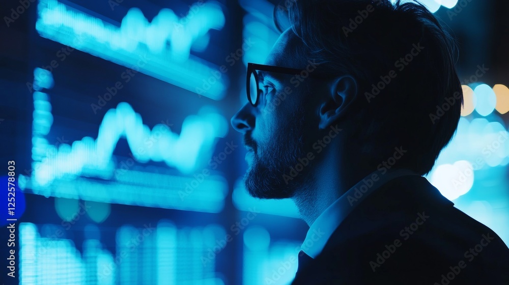 Poster data analysis insights corporate office visual data representation technology hub profile view unloc
