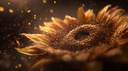 Obraz premium stunning close up of sunflower core, showcasing intricate details and textures