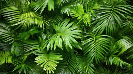 Naklejka premium Vibrant, full green foliage symbolizing peak summer.