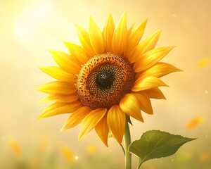 Obraz premium vibrant sunflower glowing in soft sunlight, radiating warmth and beauty