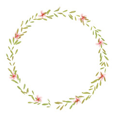 Hand drawn floral wreath for wedding invitation card design