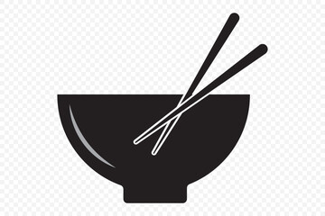 Plate of noodles with chopsticks vector icon on a white background