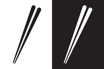 Chopsticks icons set. Chop stick vector isolated on black and white background. Icon chopstick Japanese food, noodles, Korea wood stick Chinese sushi chop in restaurant. Vector illustration