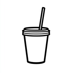 Paper Cup with Straw, Simple Illustration (1)