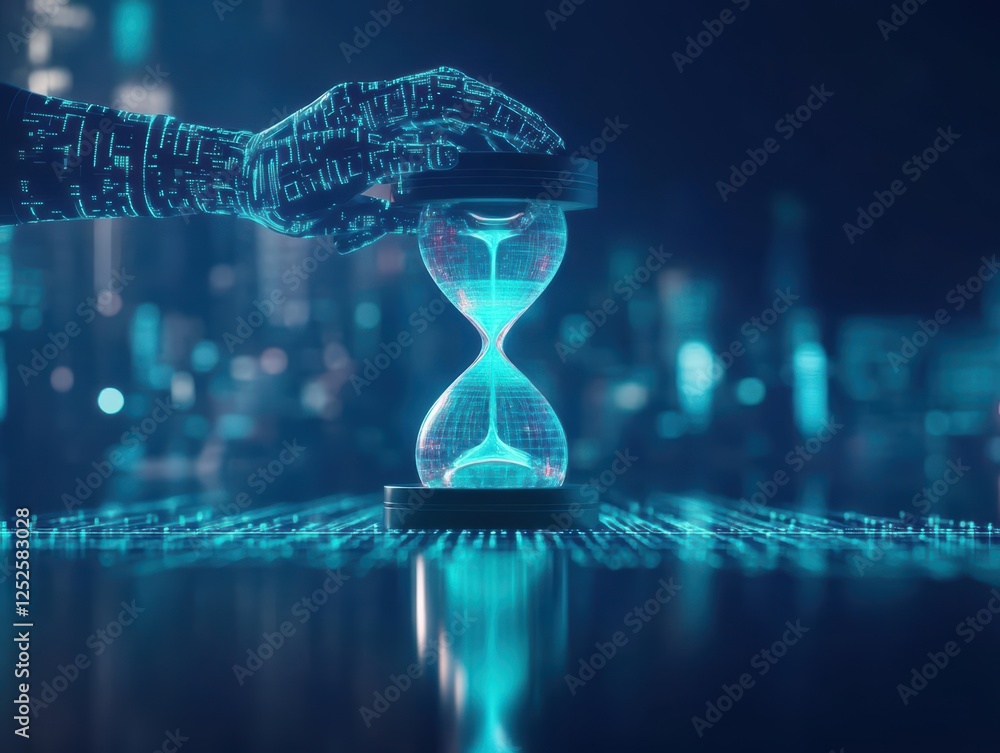 Poster Endless Hours Depicted Through Repetitive Circular Clocks in a Timeless Display of Passage and Reflection in a Minimalistic Modern Art Style