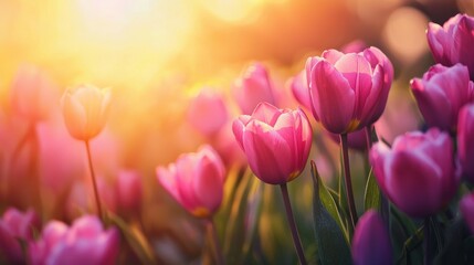 Field of wild spring flowers in vibrant colors.